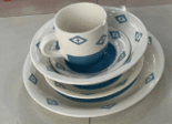 [BZRCS-254] Ceramic Cup & Plates 16PCS Set Single Color Same as Photo (SA36-05)